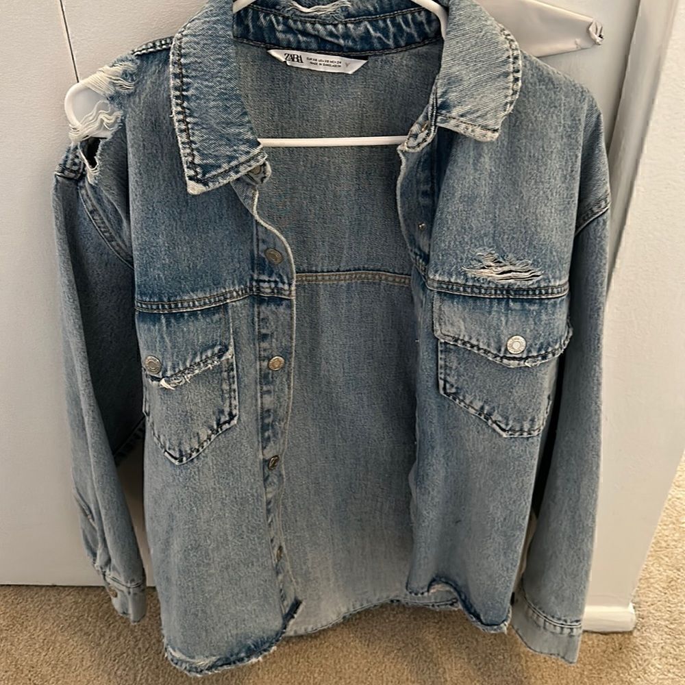 Zara New Denim Shirt Jacket XS